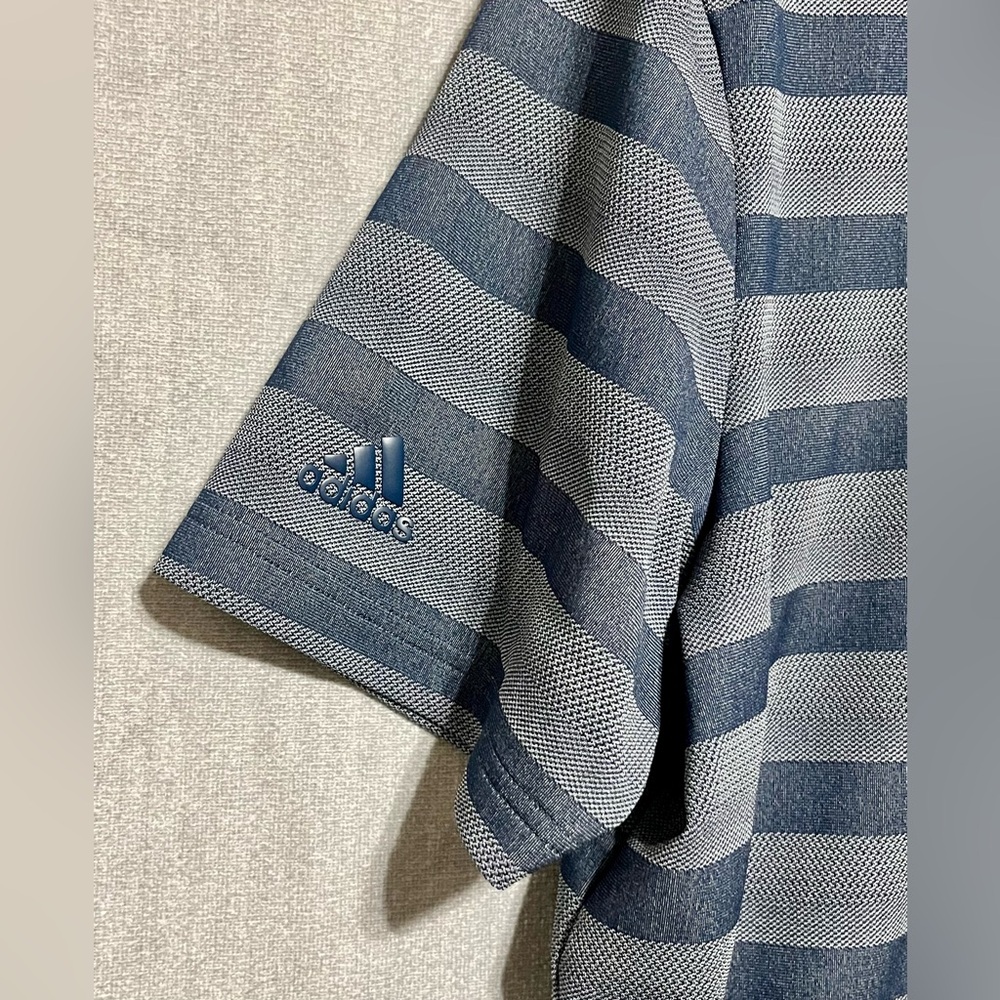 Adidas Men's Navy‎ And Grey Striped Polo Shirt - Picture 4 of 8
